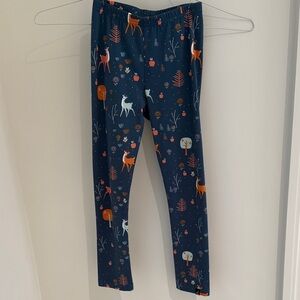 Deux par Deux Kids Leggings - Navy with Orange and White Print